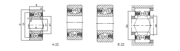 Double Row Angular contact ball bearing shields type ZZ 1